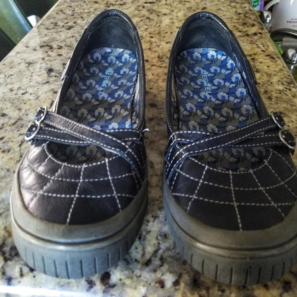 Merrill Zodiac Black Mary Jane Shoes Sz 9 Leather